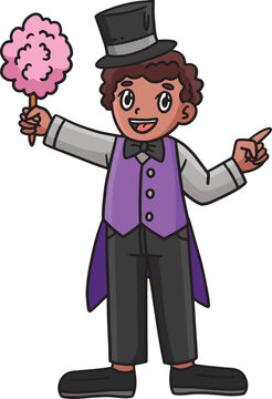 recommend clip art: Circus Vendor with Cotton Candy Cartoon Clipart