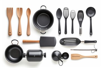 Clean shots of kitchen tools, utensils, or pots and pans. . photo on white isolated background