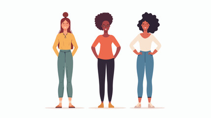 Young women standing avatar character Flat vector isolated