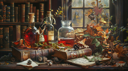 still life with a bottle of wine