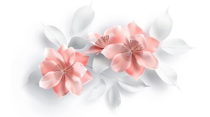 Happy Mother's Day. This imported vector design features pink and white flowers with leaves on an isolated background