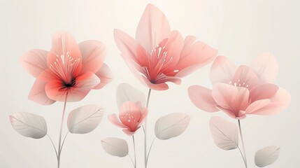 Happy Mother's Day. This imported vector design features pink and white flowers with leaves on an isolated background