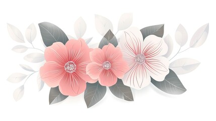Fototapeta premium Happy Mother's Day. This imported vector design features pink and white flowers with leaves on an isolated background