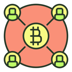 Bitcoin Cryptocurrency Trading vector Crypto colored icon or design element