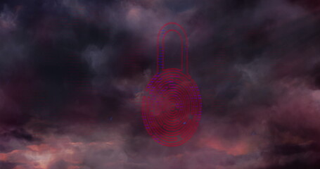 Image of clouds and storm over padlock