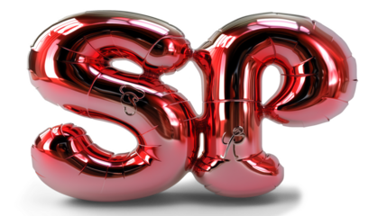 3D letter SP in spotlight red on a transparent background
