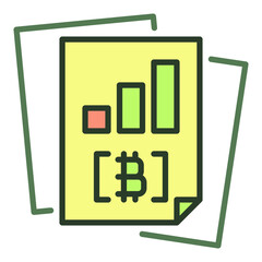Bitcoin Docs vector Cryptocurrency Business colored icon or design element