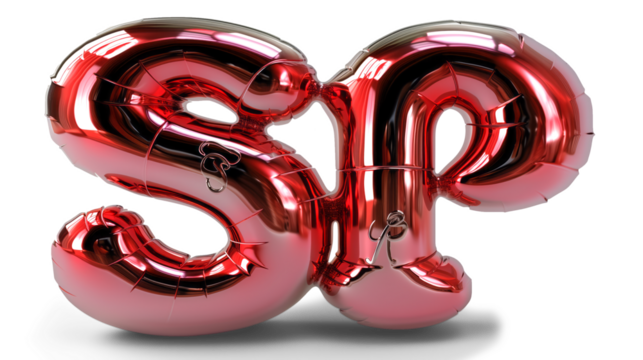 3D letter SP in spotlight red on a transparent background