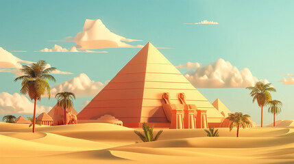vector with Pyramid famous museum history landmark for travel destination ancient of Cairo Giza Pharaoh in Egypt - obrazy, fototapety, plakaty