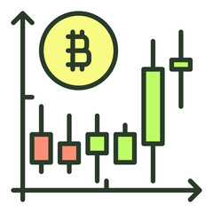 Bitcoin Trading vector Cryptocurrency Trade colored icon or symbol - 785211638