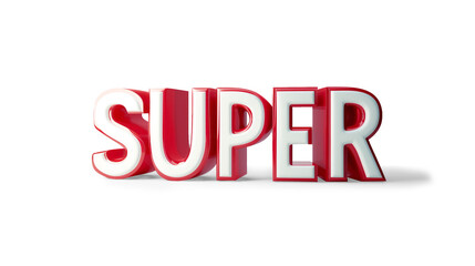 3D letter SUPER in red on a transparent background