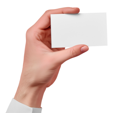 Male hand holding business card, blank mockup template, cut out
