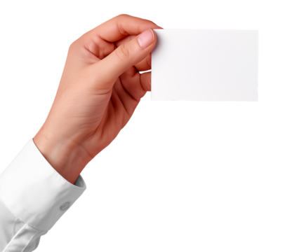 Male hand holding business card, blank mockup template, cut out
