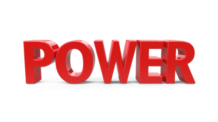 3D letter POWER in bold red on a transparent background