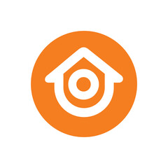 Letter O house logo design, alphabet O home icon vector illustration
