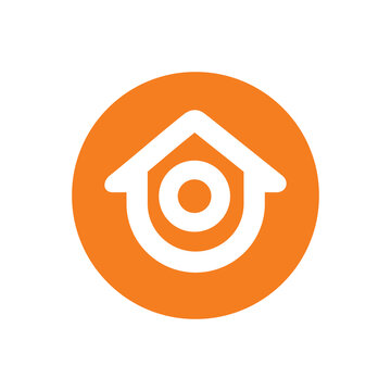 Letter O house logo design, alphabet O home icon vector illustration