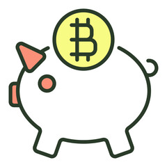 Piggy Bank with Cryptocurrency vector Bitcoin colored icon or logo element