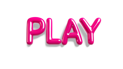 3D letter PLAY in playful pink on a transparent background