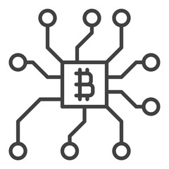 Bitcoin Chip vector Cryptocurrency icon or sign in outline style - 785212839