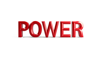 Fototapeta premium 3D letter POWER in bold red on a transparent background