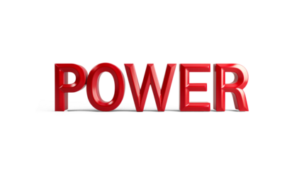 3D letter POWER in bold red on a transparent background