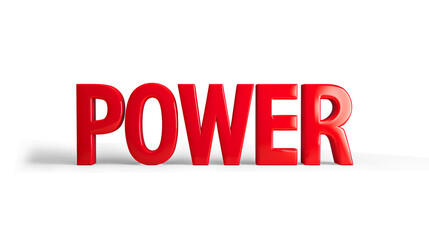 3D letter POWER in bold red on a transparent background