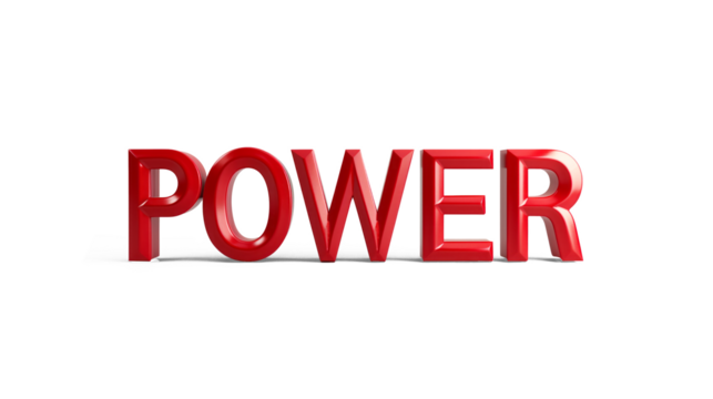 3D letter POWER in bold red on a transparent background
