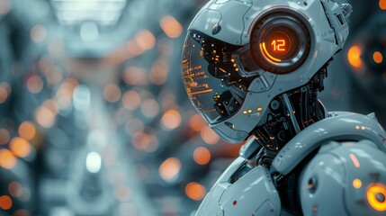 Fototapeta premium Futuristic robot with advanced interface in a high-tech environment