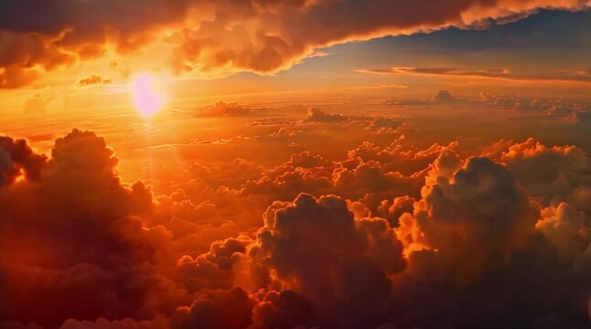 beautiful view of red clouds at sunrise footage