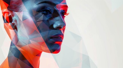 Colorful modern portrait of a woman with a geometric overlay