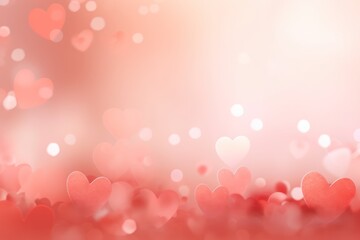 Light red background with white hearts, Valentine's Day banner with space for copy, red gradient, softly focused edges, blurred
