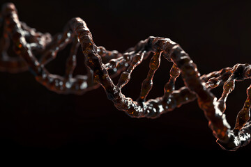 DNA sequence closeup isolated on black background as graphical element for genetic scientific.