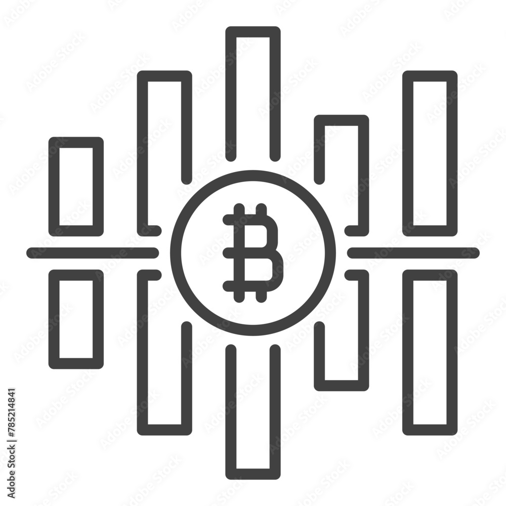 Poster bitcoin cryptocurrency graph vector crypto trading thin line icon or design element