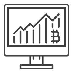 Bitcoin Graph on PC Display vector Cryptocurrency icon or sign in outline style