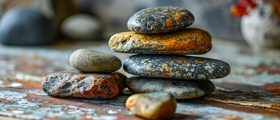 Fototapeta na wymiar Stacked Stones in Harmonious Balance