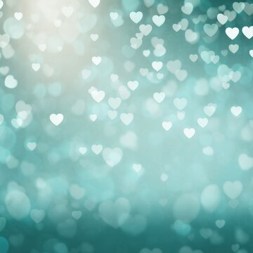 Light teal background with white hearts, Valentine's Day banner with space for copy, teal gradient