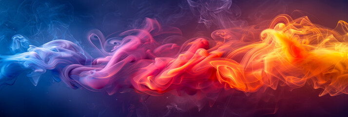 Abstract Colorful Smoke Dance in a Swirl of Warm and Cool Hues