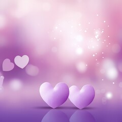 Light violet background with white hearts, Valentine's Day banner with space for copy, violet gradient, softly focused edges, blurred