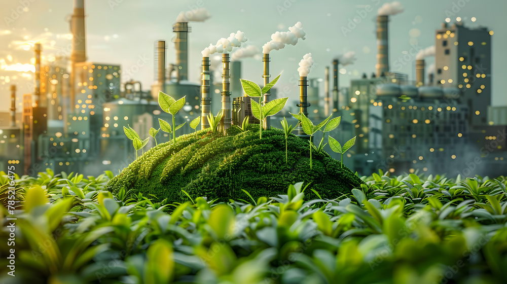 Poster planet with an environmentally friendly environment with a symbol of ecologically clean air cloud ma