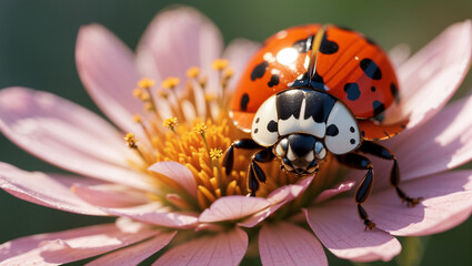 red ladybugs on a flower