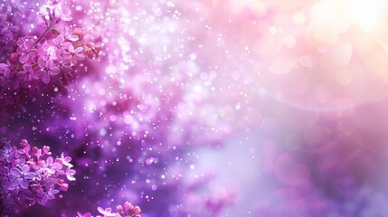 Delicate purple lilac blossoms captured with a dreamlike bokeh effect in a soft, magical setting.