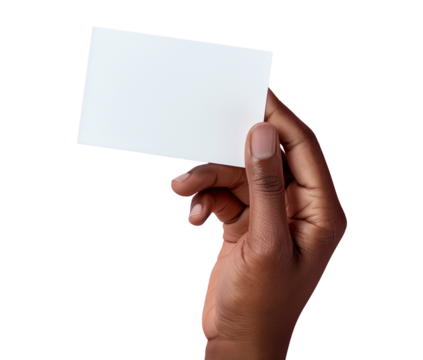 Male hand holding business card, blank mockup template, cut out
