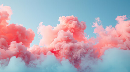 pink smoke against a blue background, created with bold color blobs and resin