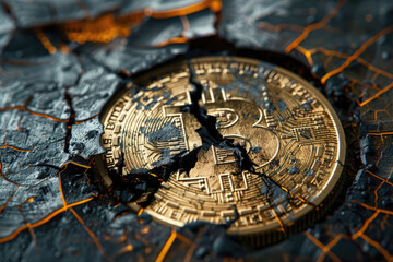 Broken Bitcoin, rate drop, cryptocurrency scam