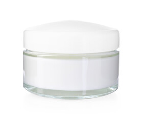 Jar of body care cream isolated on white