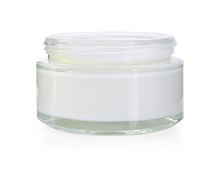 Jar of body care cream isolated on white