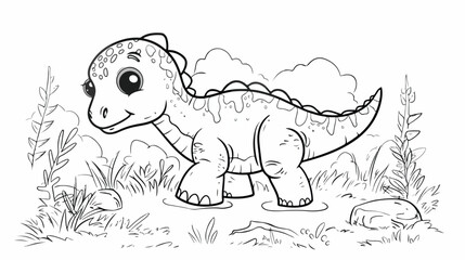 A cute baby dinosaur Coloring-in page childrens