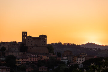 Dusk colors in Romagna during spring time, Italy