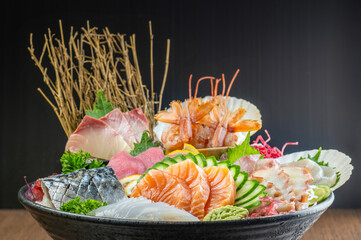 sashimi mixed fresh set japanese food variation in dish. Sashimi Japanese food, Sashimi set with...