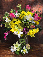 Romantic bouquet of the garden flowers - 785221493